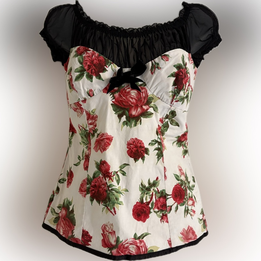 Vintage style Kitten D’Amour floral bustier top.